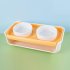 Double Cat Dog Bowl Food Water Ceramic Bowl Adjustable Oblique Neck Protection Pet Feeder For Kitten Puppy yellow