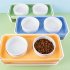 Double Cat Dog Bowl Food Water Ceramic Bowl Adjustable Oblique Neck Protection Pet Feeder For Kitten Puppy yellow