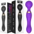 Double Ended Vibrating Wand Silicone Massager G Spot Vibrator 8 Unique Vibrating Functions Dildo Adult Sexy Product Type B   purple