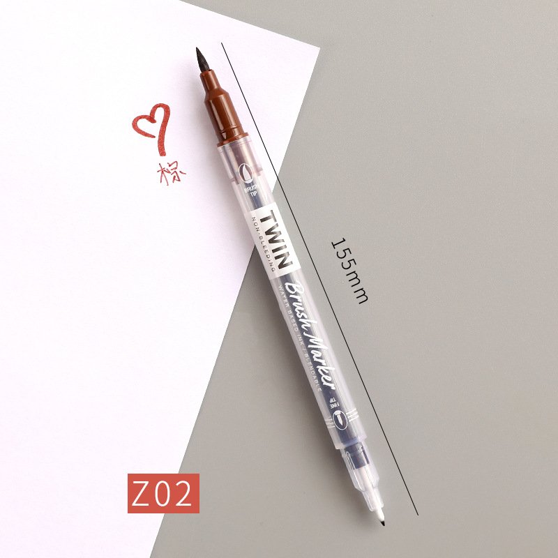 Double Head Marker Pen Multi Color Watercolor Water Based Hand Account Painting Pen Stationery Office Stationery Z02 brown_15cm