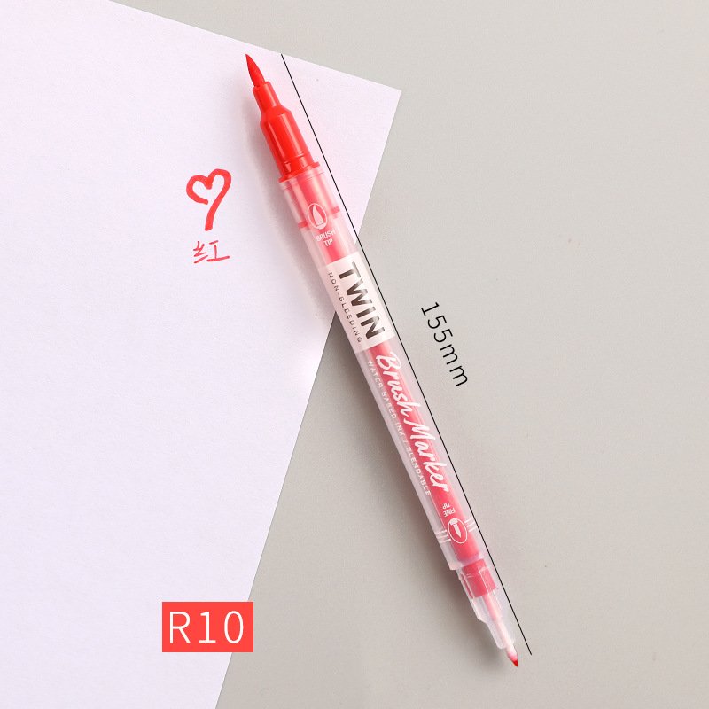 Double Head Marker Pen Multi Color Watercolor Water Based Hand Account Painting Pen Stationery Office Stationery R10 red_15cm