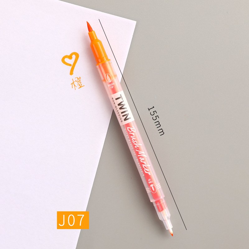 Double Head Marker Pen Multi Color Watercolor Water Based Hand Account Painting Pen Stationery Office Stationery J07 orange_15cm
