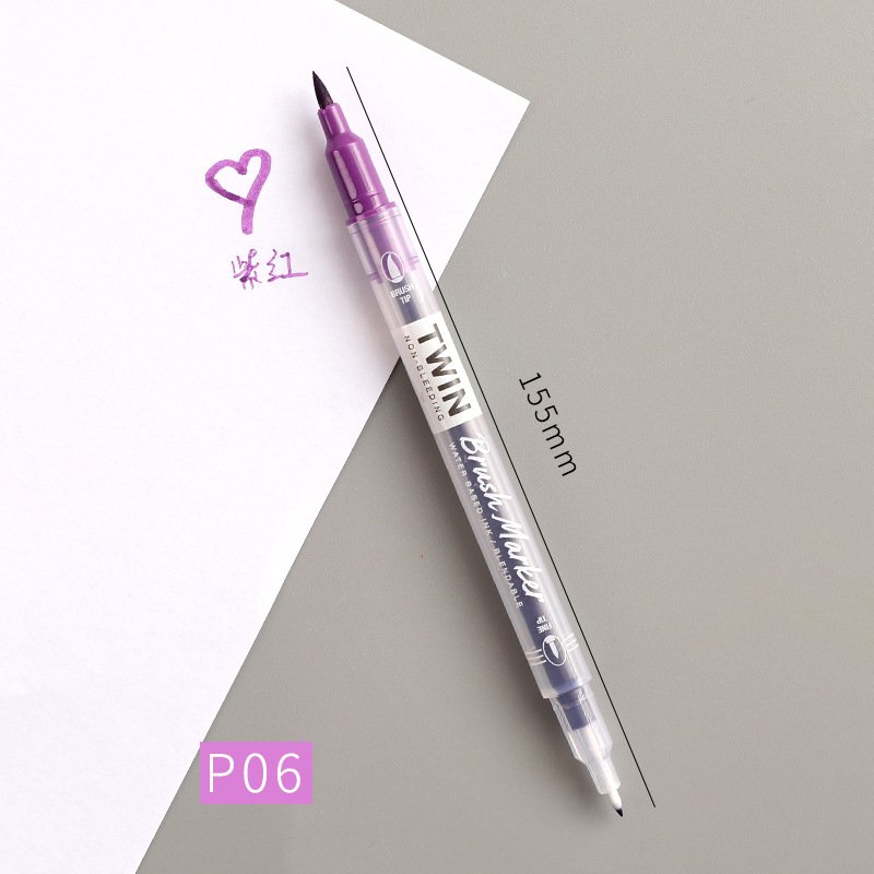 Double Head Marker Pen Multi Color Watercolor Water Based Hand Account Painting Pen Stationery Office Stationery purple red_15cm