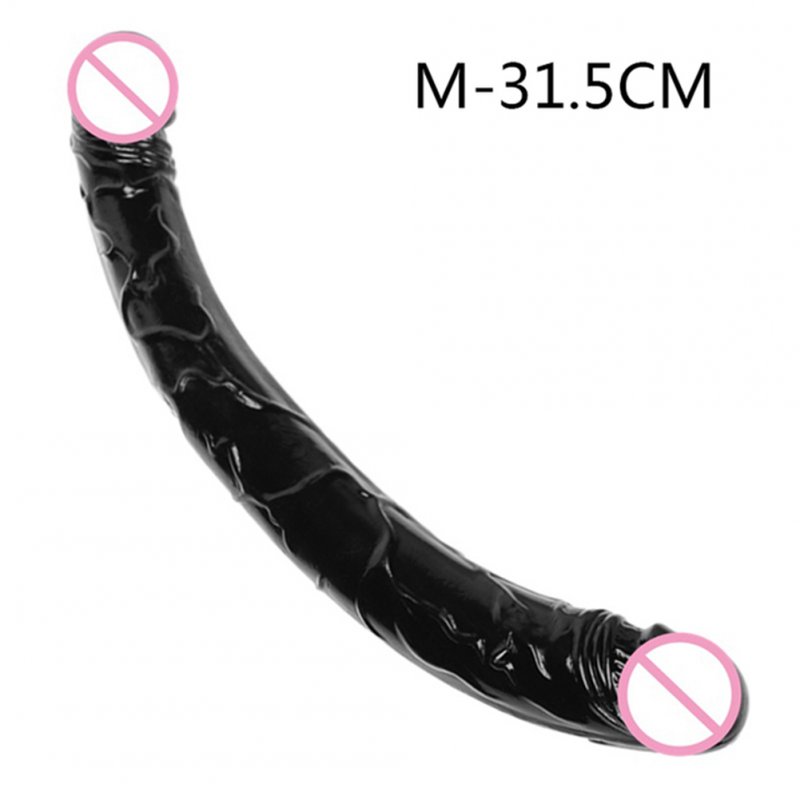 Double Head Tpe Color Crystal Simulation Penis Gay Female Masturbation Device Massage Device Black 31.5cm Double Head Medium_M