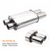 Double Inlet Outlet Exhaust Tips Muffler  Stainless Steel Straight Through Performance Muffler  Flat Drum Exhaust Tip Exhaust Pipe  Auto Exterior Accessories XH