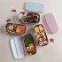 Double Layer Frosted Lunch Box With Built in Tableware Food Storage  Container Pink