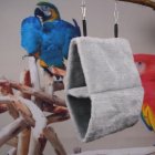 Double Layer Plush Nest Parrot Bird Hammock with Hanging Hook for Pet gray 18 12 26