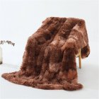 Double Layer Throw Blanket Long Hair Plush Decorative Tie dye Blankets for Couch Sofa Bed Tie dye brown