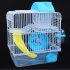 Double Layer Villa Shape Iron Wire Cage with Feeding Bowl Running Wheel Slide Toy for Pet Hamster Brown 23 17 28cm