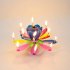 Double Layers Lotus Musical Happy Birthday Candles Romantic Flower Light Cake Kids Party Gifts  Pink 