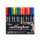 Double Line Metallic Markers 12color/24 Color Outline Marker Pens For Writing Drawing Gift Cards Greeting Cards 12 colors