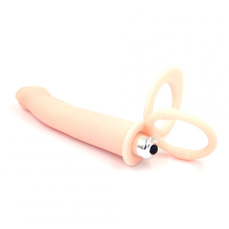 Double Penetration Vibrator Sex Toys Penis Vibrator Dildo Anal Plug for Men skin color