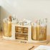 Double Rotating Desk Organizer With 3 Drawer  2 Rotating Pen Holders  1 Top Storage Box  Large Capacity Pencil Holder Cosmetic Display Case  For Home  School ye