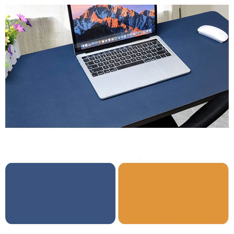 Double Sided Desk Mousepad Extended Waterproof Microfiber Gaming Keyboard Mouse Pad for Office Home School Sapphire + yellow_Size: 60x30