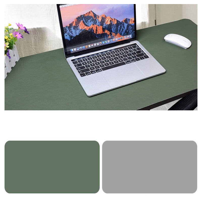 Double Sided Desk Mousepad Extended Waterproof Microfiber Gaming Keyboard Mouse Pad for Office Home School Army Green + Light Gray_Size: 30x25