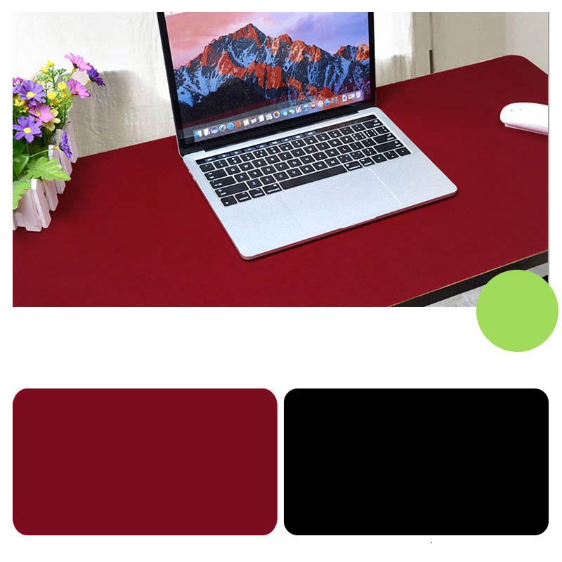 Double Sided Desk Mousepad Extended Waterproof Microfiber Gaming Keyboard Mouse Pad for Office Home School Black + red_Size: 90x40