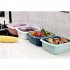 Double Tier Storage Box with Lid Household Refrigerator Fruit Vegetable Drain Basket Navy 24   24   13cm