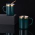 Double Wall 304 Stainless Steel Coffee Mug With Lid Portable Cup Travel Tumbler Office Water Mugs Large dark green gold