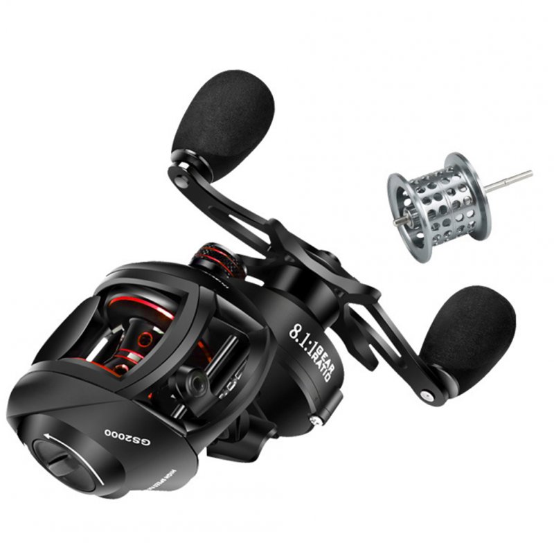 Double-line Cup Fishing Reel Right/ Left Hand Wheel Long-distance Throwing Dripping Wheel GS black red [left hand wheel] two wire cups