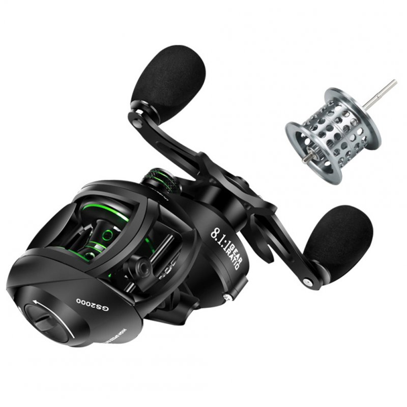 Double-line Cup Fishing Reel Right/ Left Hand Wheel Long-distance Throwing Dripping Wheel GS black and green models [left hand wheel] two wire cups