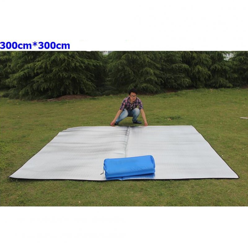 Double-sided Foldable Waterproof Aluminum Film Pad Portable Small Picnic Outdoor Camping Beach Mat Silver_Double-sided 300*300*0.2cm cloth bag