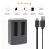 Double slot Battery Charger for GoPro fusion Sport DV Camera with USB Cable