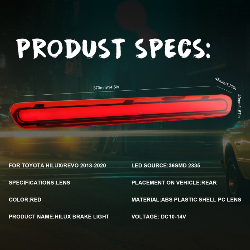 For Toyota Hilux VIGO 2018-2020 Car LED Rear Brake Light Middle Stop Third Tail High Brake Lamp Long red