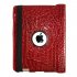 Dragonpad   360 Degrees Rotating Stand Pu Leather Case for Ipad 3  Red Luxury Crocodile Pattern 
