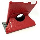 [US Direct] Dragonpad® 360 Degrees Rotating Stand Pu Leather Case for Ipad 3 (Red Luxury Crocodile Pattern)