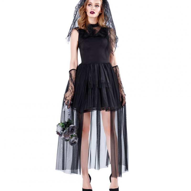 Dress Queen Black Queen Witch Costume Vampire Devil Halloween Party Dress Cosplay Outfit black_L