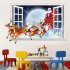 Driving Santa Claus Elk 3D Window Wall Christmas Decoration Living Room Background Sticker Decal XH7229 50x70cm