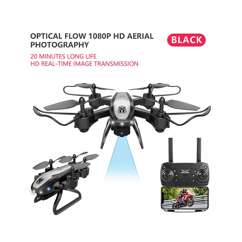 Drone Ky909 Hd 4k Wifi Video Live Fpv Drone Light Flow Keep Height Quad-axis Aircraft One-button Take-off Drone with Box black_1080P (color box)