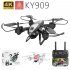 Drone Ky909 Hd 4k Wifi Video Live Fpv Drone Light Flow Keep Height Quad axis Aircraft One button Take off Drone with Box black 1080P  color box 