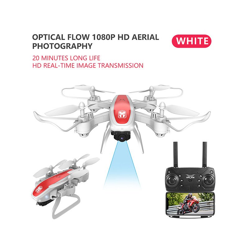 Drone Ky909 Hd 4k Wifi Video Live Fpv Drone Light Flow Keep Height Quad-axis Aircraft One-button Take-off Drone with Box white_1080P (color box)