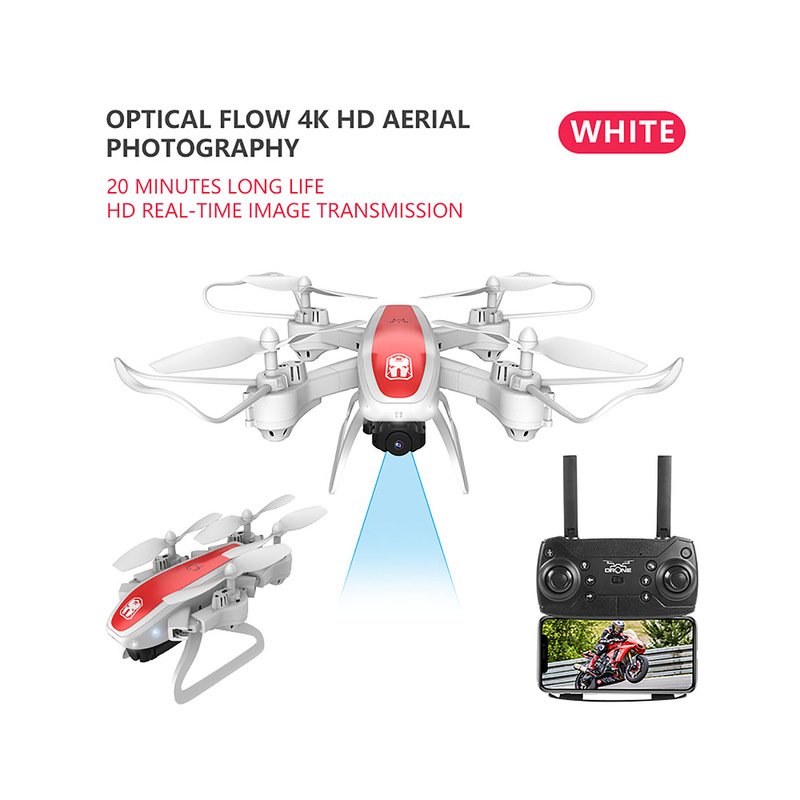 Drone Ky909 Hd 4k Wifi Video Live Fpv Drone Light Flow Keep Height Quad-axis Aircraft One-button Take-off Drone with Box white_4K (color box)