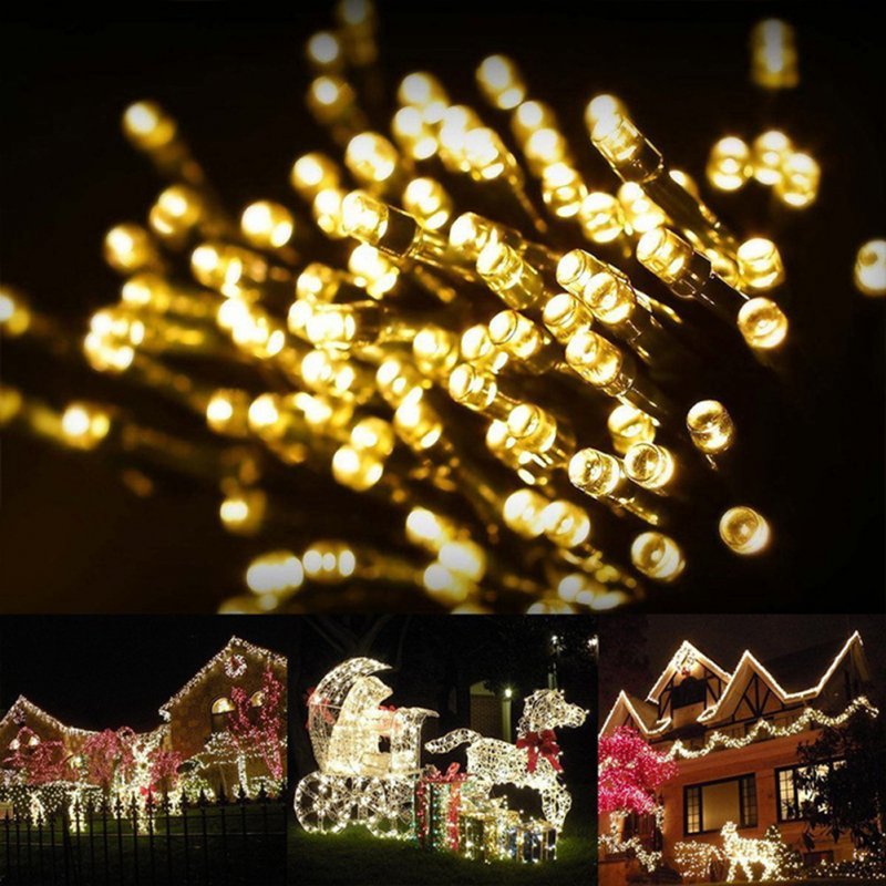 Outdoor Led Solar String Lights Waterproof Lamp 8 Modes for Room Garden Terrace 12 meters 100 lights Cold White   