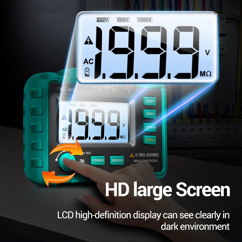 ANENG Insulation Resistance Tester Digital 250v/500v/1000v Backlight Display Megohm Meter MH11 without Battery Green