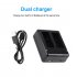 Dual Charger Portable Camera Accessories for GoPro 9 Sports Camera black