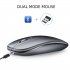 Dual Mode Bluetooth 4 0   2 4G Wireless Mute Computer Mouse for PC Laptop Silver