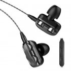 Dual Moving Coil Quad-core <span style='color:#F7840C'>Earphones</span> Wire-controlled <span style='color:#F7840C'>Earphones</span> Subwoofer Heavy Bass <span style='color:#F7840C'>Earphones</span> Black