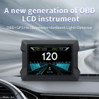 Dual System Hud Obd2 Gps Head-up Display Hd Obd Lcd Instrument Speedometer Slope Meter Car Fault Code Clearing Detector black