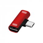 Dual Type C USB-C Earphone Headphone Audio Charging Charger Adapter Splitter Convertor for <span style='color:#F7840C'>Xiaomi</span> 6 6X 8 Note3 Mix 2 Huawei Mate 10 P20 red