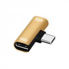 Dual Type C USB-C Earphone Headphone Audio Charging Charger Adapter Splitter Convertor for Xiaomi 6 6X <span style='color:#F7840C'>8</span> Note3 Mix 2 Huawei Mate 10 P20 gold