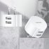 Dual USB Round Travel Charger Mobile Phone Charging Head USB Power Adapter With Plug For Laptops Pad Phone And More White  US standard 