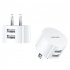 Dual USB Round Travel Charger Mobile Phone Charging Head USB Power Adapter With Plug For Laptops Pad Phone And More White  US standard 
