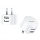 Dual USB Round Travel Charger Mobile Phone Charging Head USB Power Adapter With Plug For Laptops Pad Phone And More White [US standard]