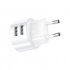 Dual USB Round Travel Charger Mobile Phone Charging Head USB Power Adapter With Plug For Laptops Pad Phone And More White [European standard]