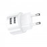 Dual USB Round Travel Charger Mobile Phone Charging Head USB Power Adapter With Plug For Laptops Pad Phone And More White  European standard 