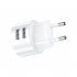 Dual USB Round Travel Charger Mobile Phone Charging Head USB Power Adapter With Plug For Laptops Pad Phone And More White  European standard 