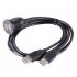 Dual USB Socket Extension Cable Car Dashboard Flush Mount 2 USB Plug Lead Panel Data Cord Motorcycle Wire Charger black